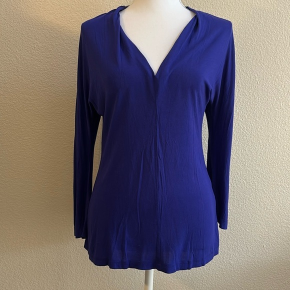LK Bennet London sz S Blue Solid Stretch Knit Top - Picture 1 of 5